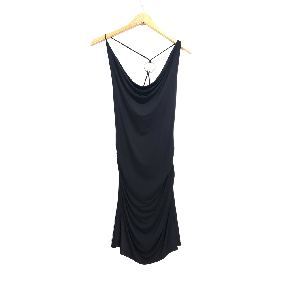 Vintage 90s Y2K Wet Seal Black Ruched Dress Bodycon Slip Cowl Club Party